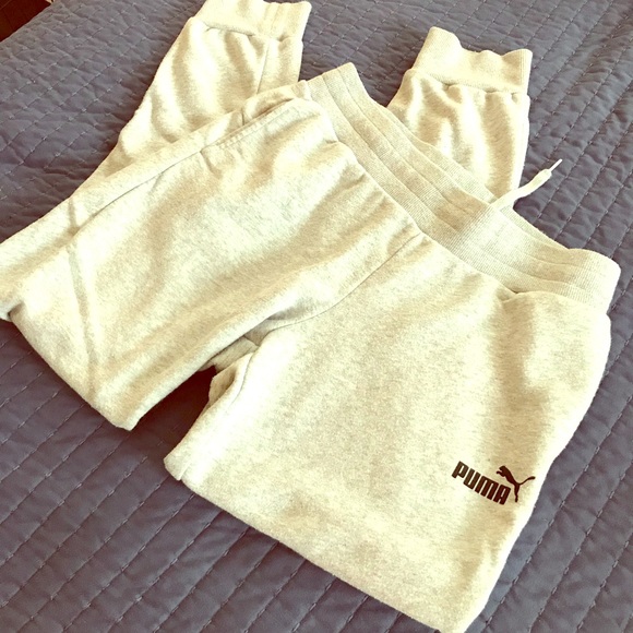 Puma Pants - Puma Light Heather Gray Drawstring Sweatpants M